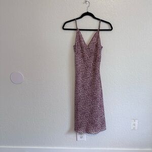 7 for All Mankind SEAMED CHIFFON SLIP DRESS IN ROSE LEOPARD, size small